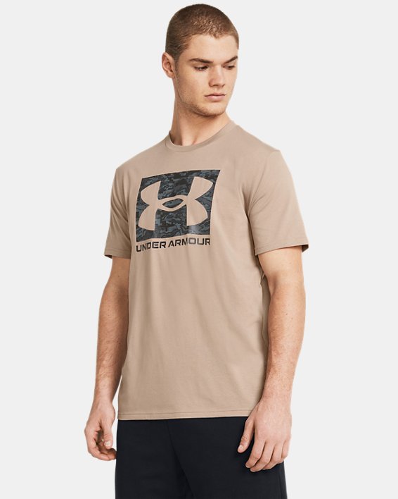 Men's UA ABC Camo Boxed Logo Short Sleeve in Brown image number 0
